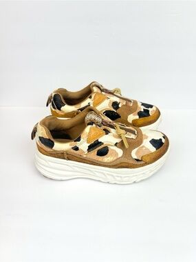 UGG CA805 zip cow print 1120717 Cream Brown Black Unborn Calf Suede Sneakers 7